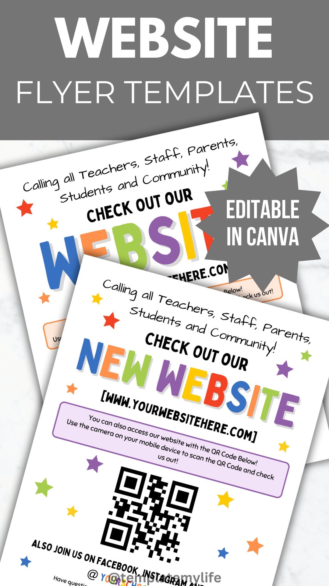 Editable PTA New Website Launch Flyer PTO website announcement template pin