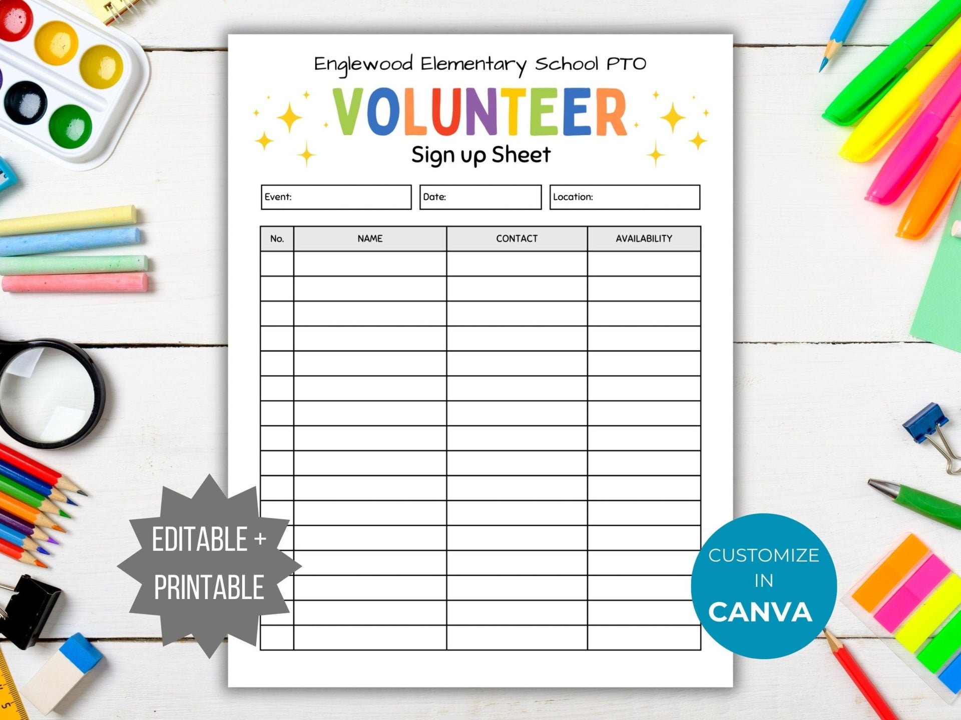 School Volunteer Sign Up Sheet Editable Meet The Teacher Forms