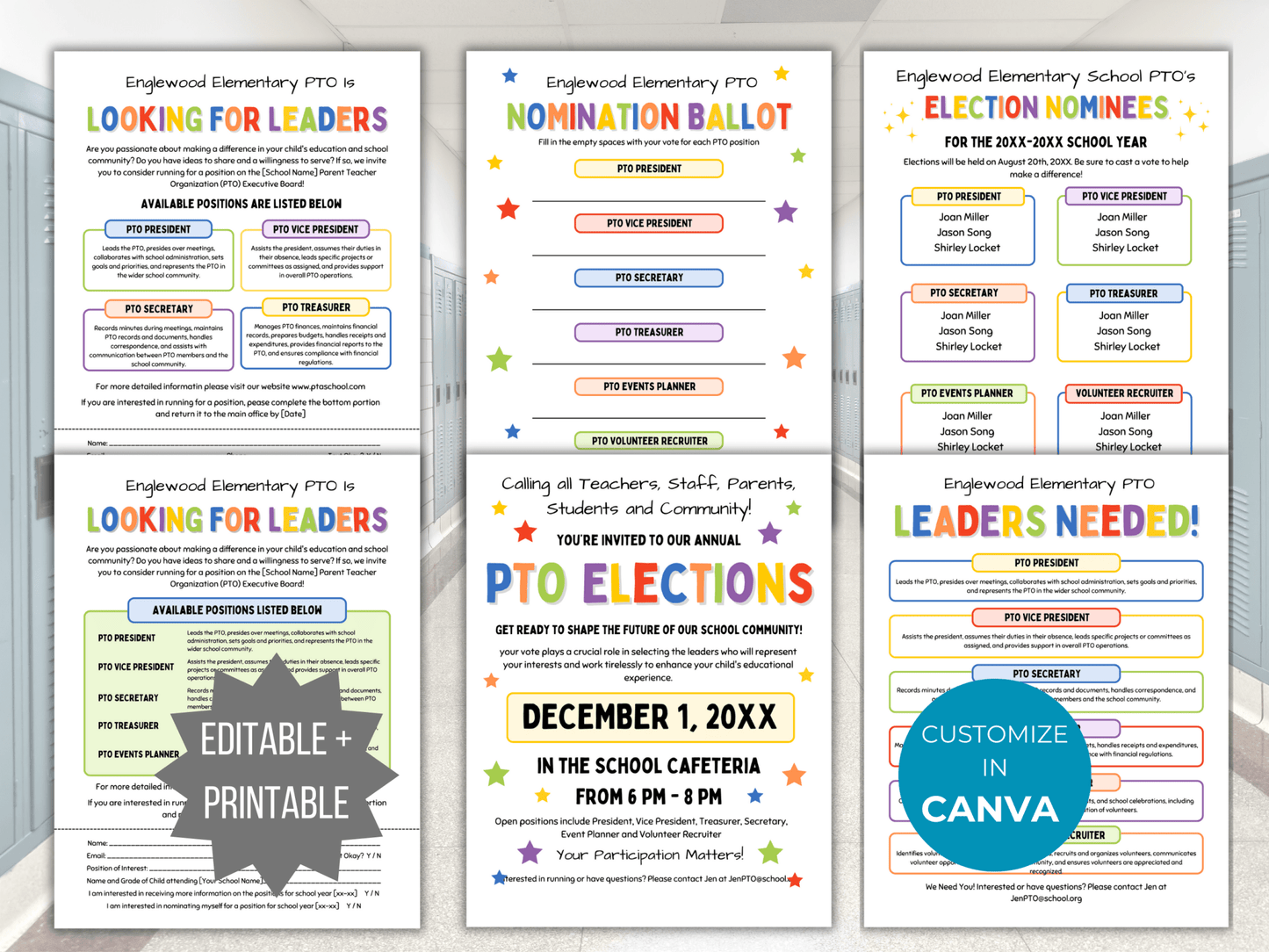 PTO/PTA Election Flyer Templates Bundle