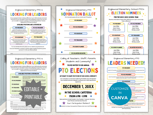 PTO/PTA Election Flyer Templates Bundle