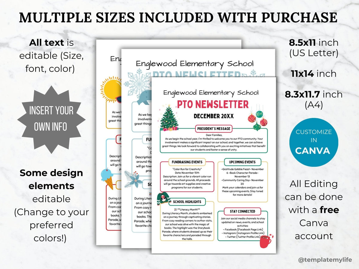 Pto Newsletter Examples PTO/PTA Newsletter Template Bundle - Newsletter Design for Seasonal ...