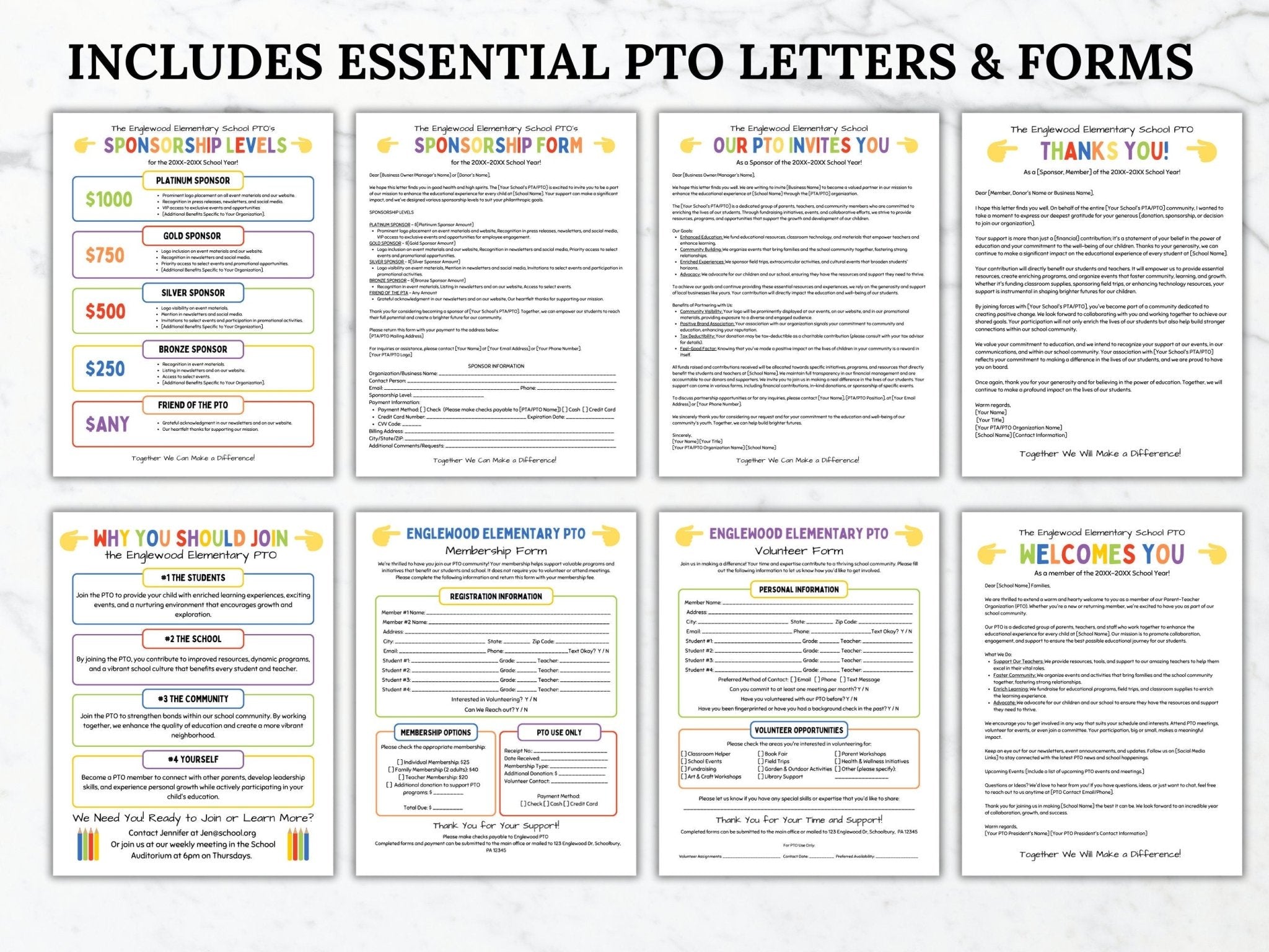 Pto Request Lettering Printable PTO/PTA Sponsorship, Member & Volunteer Letters and Forms Template ...