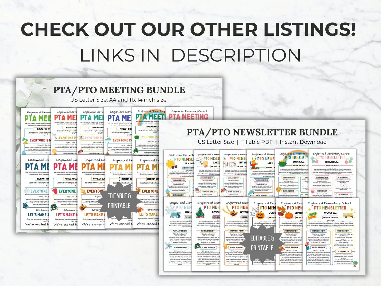 Other products available such as PTA/PTO Meeting Flyer Bundle and PTA/PTO Newsletter Flyer Bundle