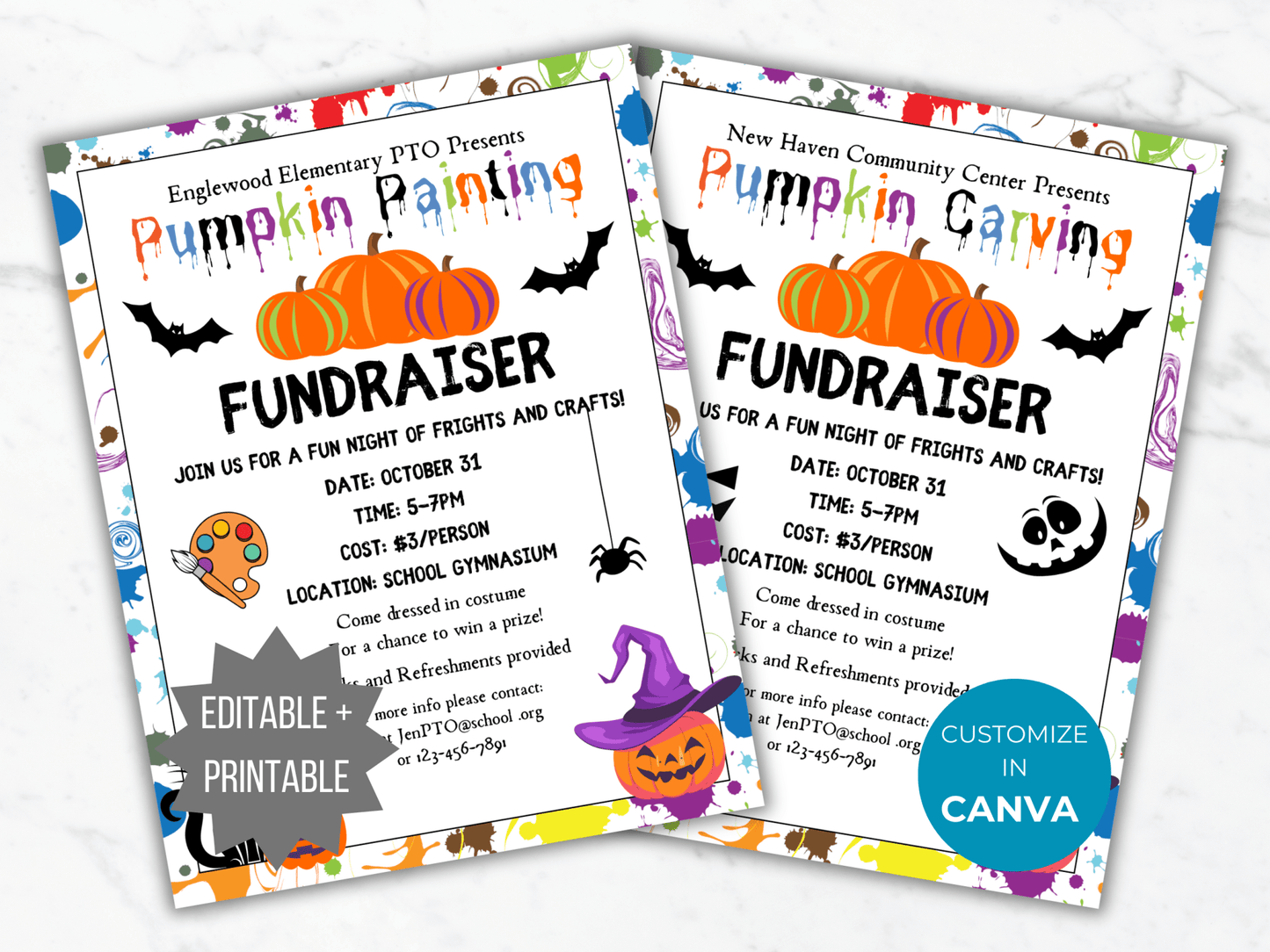 Pumpkin Painting Fundraiser Flyer Inivitation Template