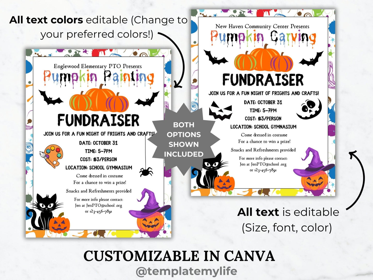 Pumpkin Painting Fundraiser Flyer Inivitation Template