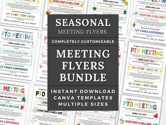 Seasonal PTO/PTA Meeting Flyer Template Bundle