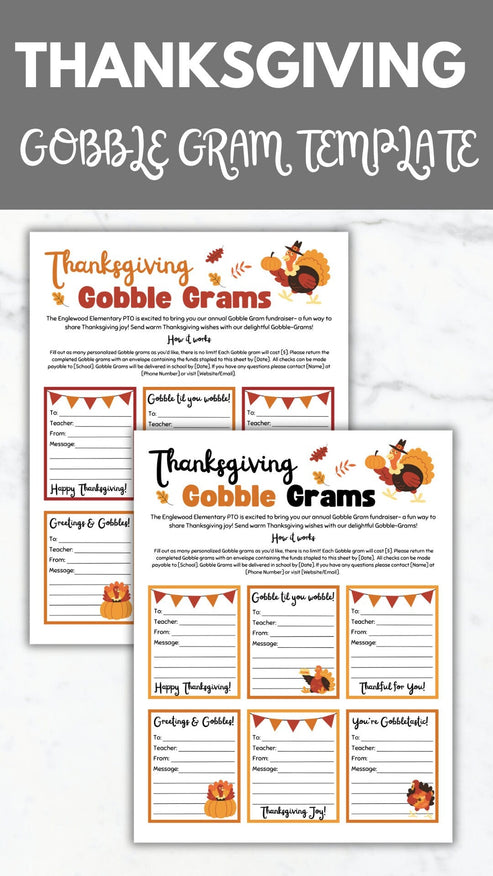 Thanksgiving Gobble Gram Flyer Template Turkey Gram Printable ...
