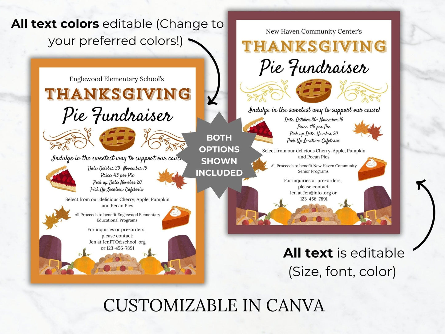 Thanksgiving Pie Sale Fundraiser Flyer Invite Template