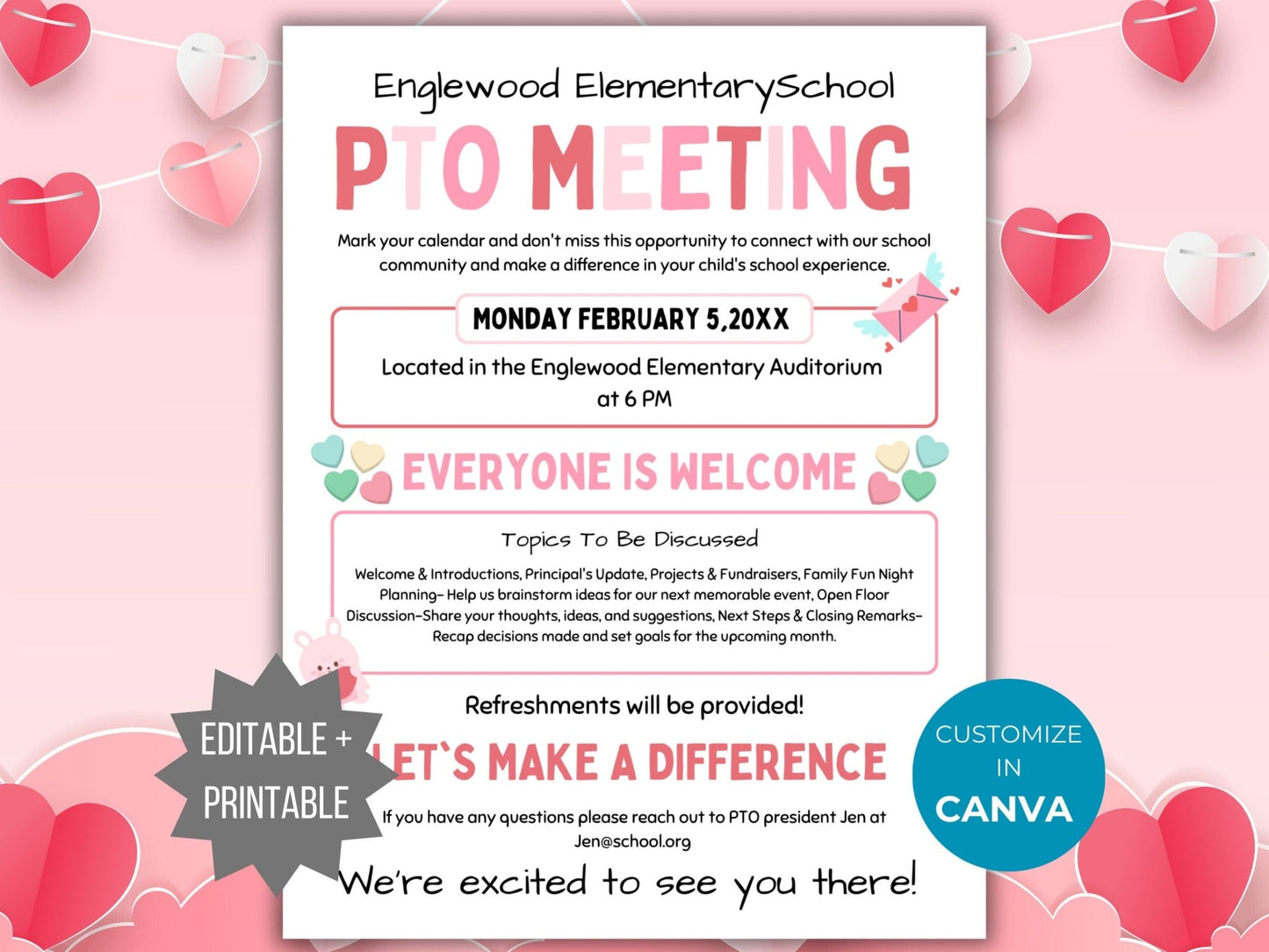 Valentines PTA Meeting Flyer Printable Winter Church Flyer template pto February Meeting flyer pta sign pto business meeting flyer invite