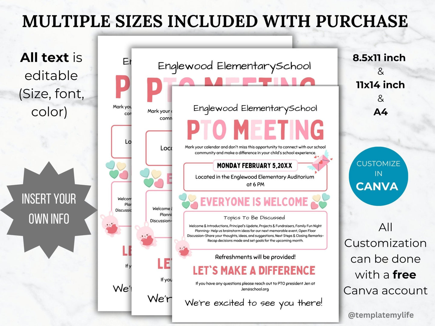 Valentines PTA Meeting Flyer Printable Winter Church Flyer template pto February Meeting flyer pta sign pto business meeting flyer invite