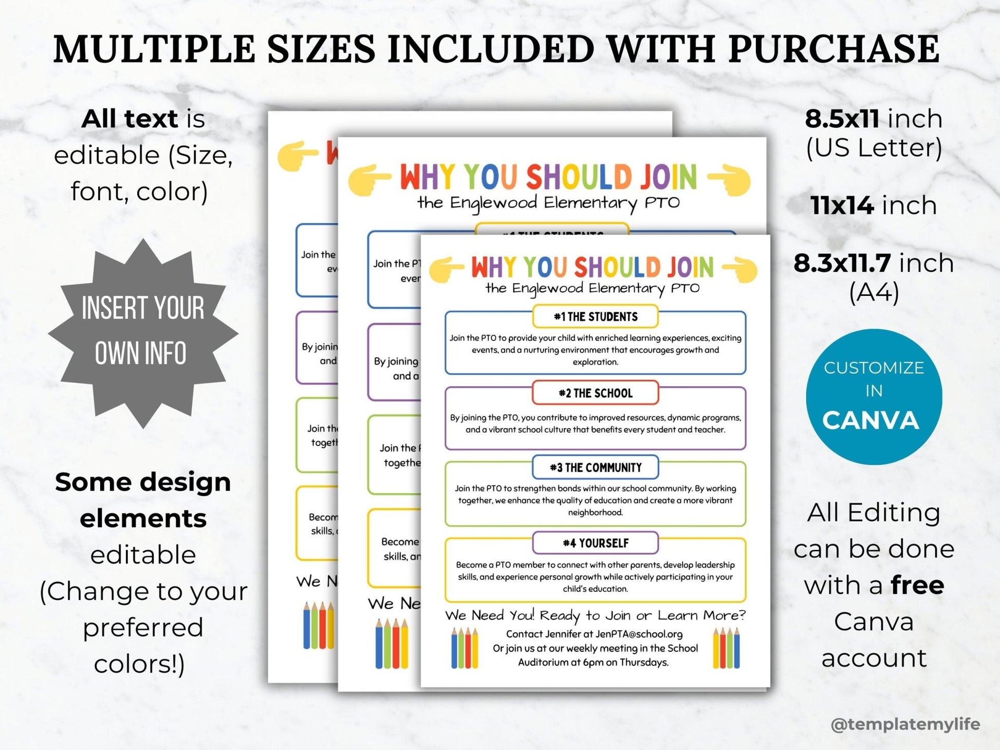 Why Join PTA flyer why join PTO flyer editable pto template pta volunteer recruitment school pto volunteer flyer printable pto sign pta sign